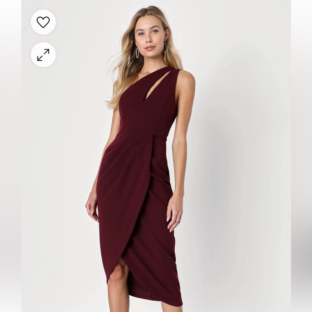 Lulus asymmetrical cut out burgundy dress.